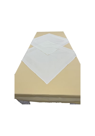 Krem 2 Adet 80cmx80cm,sarı 140cmx240cm Pamuklu Masa Örtüsü 3lü Se