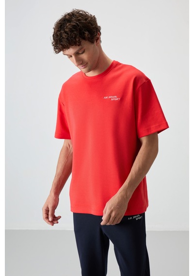 Tommy Life Fiesta - Lacivert Pamuklu Kalın Yumuşak Dokulu Oversize Fit Nakışlı Erkek Eşofman Takım - 85252 Kırmızı - Lacivert