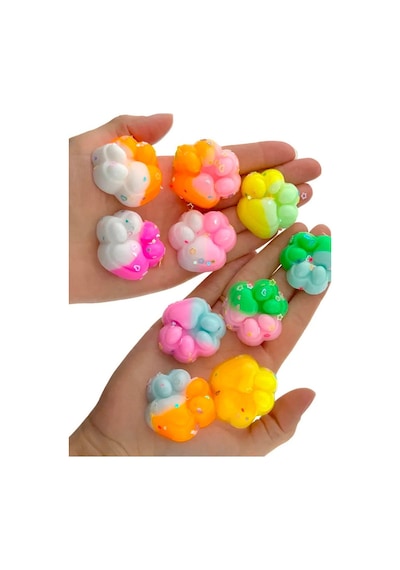 4 Adet Sukuşi Set Renkli Mini Squishy Kedi Patisi Taba Sukuşi Elastik Jel Stres Oyuncağı Diğer