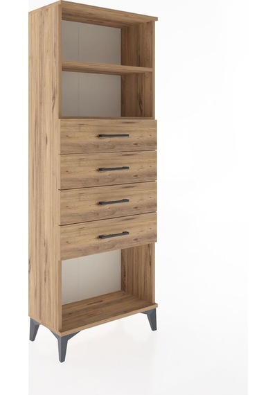 Arges Dolap 2 Raflı 4 Çekmeceli 60x30x163 Çam-çam Atlas Çam