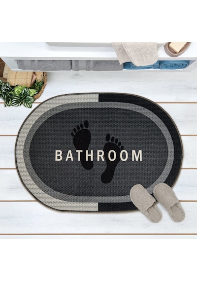 Soft Bathroom Oval Sihirli Banyo Paspası - Antrasit - 50x70 Cm Çok Renkli