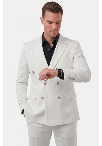 Deep Sea Deepsea Erkek Beyaz Slim Fit Kruvaze Takım Elbise Likralı Çizgili Dokulu Metal Düğmeli 2600820 Deep Sea Deepsea Erkek Beyaz Slim Fit Kruvaze Takım Elbise Likralı Çizgili Dokulu Metal Düğmeli 2600820
