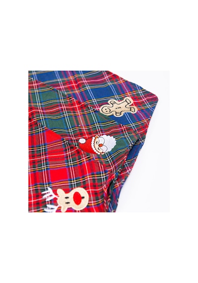 Santa Sprinkles Noel Baba Nakışlı Ekose Desen Yeşil Kedi Köpek Fuları Pet Bandana Köpek Bandanası