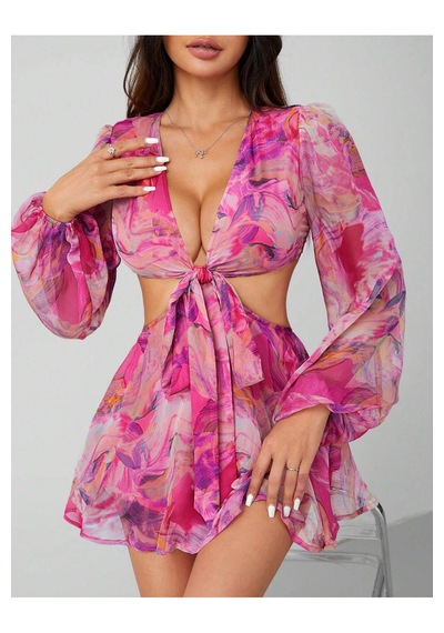 Fashion Cocktail Derin Dekolteli Bağlamalı Uzun Kollu Şirin Astırı Şortlu Bağlamalı Tulum Pembe Fashion Cocktail Derin Dekolteli Bağlamalı Uzun Kollu Şirin Astırı Şortlu Bağlamalı Tulum Pembe