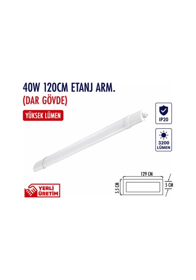 Lampist 40w 120 Cm Etanaj Yatay Bant Armatür 6500k Beyaz