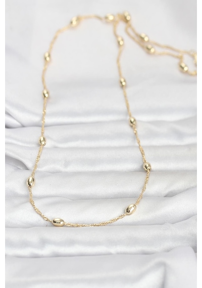 Cm 14k Gold Renk Topçuklu Burgu Zincir Model 60 Cm Kadın Kolye - Lisinya altın