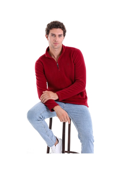 Hatemoğlu Regular Fit Düz Tam Boy Fermuarlı Polar Sweatshirt Bordo Hatemoğlu Regular Fit Düz Tam Boy Fermuarlı Polar Sweatshirt Bordo