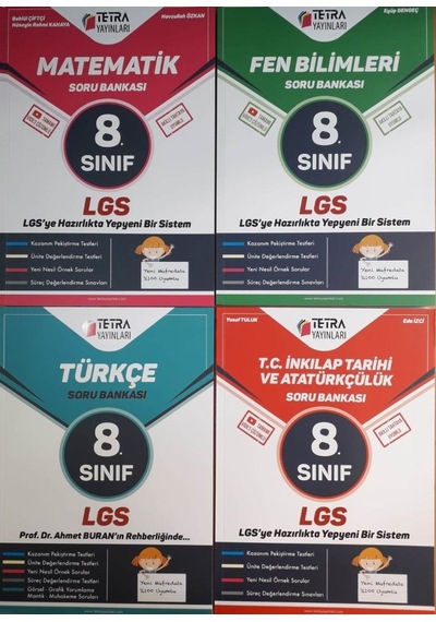 Tetra Yayınları 8. Sınıf LGS 4'lü Soru Bankası Seti