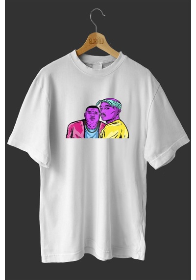 Noıssey -wed Tupac 5 Tasarım Baskılı Oversize T Shirt Beyaz