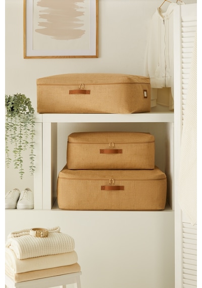 Ocean Home Textile 3'lü Jüt Baza Altı Hurç Set 1 Adet 52 x 28 x 21 / 2 Adet 62 x 46 x 22 cm