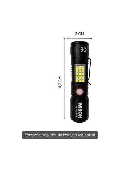 Wison Ws-2828 1000 Lümen Mıknatıslı Usb Şarjlı El Feneri Beyaz