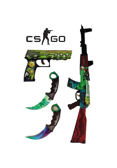 Ahşap Cs - Go Ak47 Ateş Yılanı Skin Kaplama Oyuncak Set3