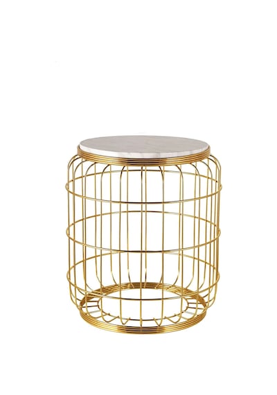 Camellia Sehpa Gold Kaplama Mermer Altın