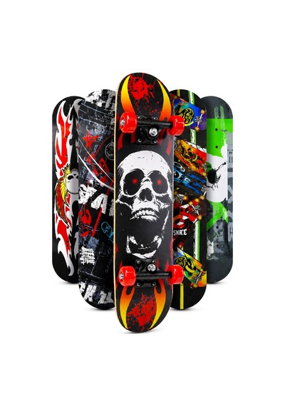 Orta Boy Kaykay 60 Cm 8 Katmanlı Canlı Desenli Kemik Teker Kaymaz Skateboard 2406 Gri