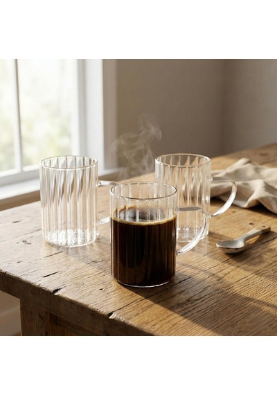3'lü Borosilikat Cam Kupa Seti - 300 Ml Isıya Dayanıklı İnce Ve Hafif Çay/kahve Bardağı - Kurşunsuz Ekolojik 3 Adet çok renkli