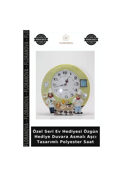 Özel Seri Ev Hediyesi Özgün Hediye Duvara Asmalı Aşcı Tasarımlı Polyester Saat Diğer