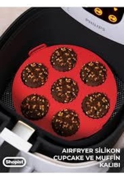 Crearthome Airfryer Pişirme Kabı 20x5 Cm Tüm Airfryer'lere Uyumlu Kırmızı Düz Silikon Kırmızı