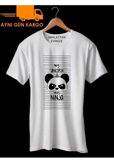 Panda Unicorn Yazılı Baskılı Tişört Tshirt Ücretsiz Kargo