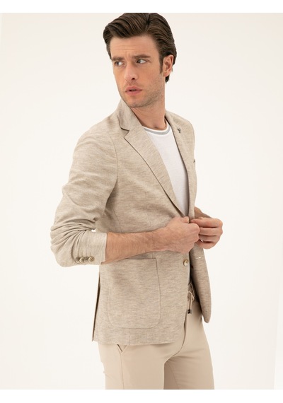 Cacharel Bej Slim Fit Pamuk Karışımlı Ceket