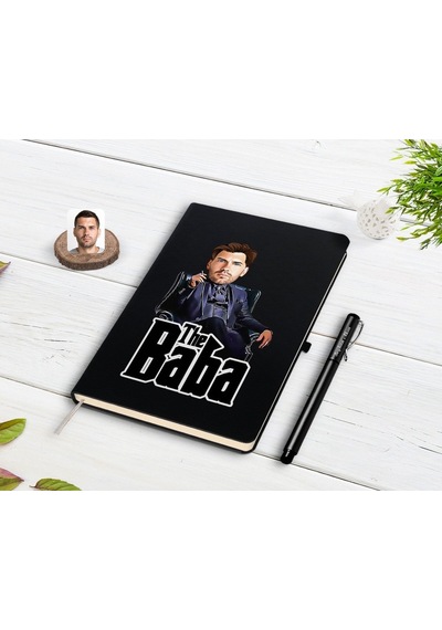 Kişiye Özel Godfather Baba Karikatürlü Siyah Defter Ve Kalem Hedi (492804207)