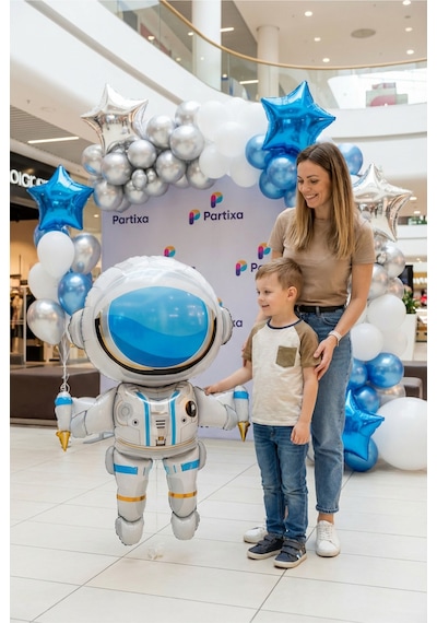 Büyük Astronot Folyo Balon 120 Cm Uzay Temalı Doğum Günü Parti Süsü Çok Renkli