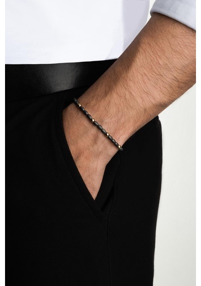 Hematit Taşlı Oksit Kaplama 21 Cm Gümüş Erkek Bileklik Oksitli 56433767