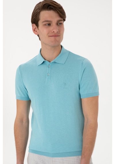 U.S. Polo Assn. Erkek Slim Fit Polo Yaka Aqua Tişört 50299359-VR007