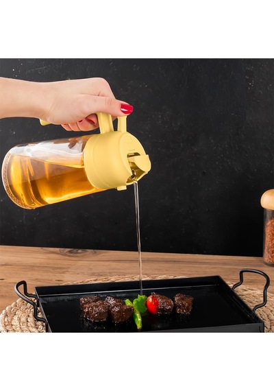 Alk-1900 Çok Amaçlı Cam Sprey Şişe -yağdanlık Limon Sirke Sos Püskürtücü, Sızdırmaz Yağdanlık Sarı Diğer