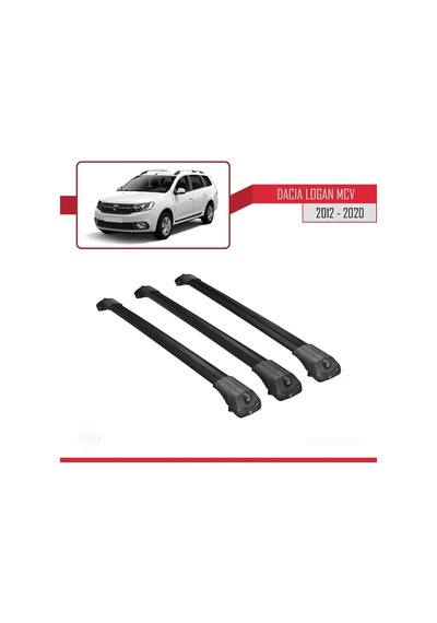 Dacia Logan Mcv 2012-2020 Arası İle Uyumlu Ace-1 Ara Atkı Tavan Barı Siyah 3 Adet Bar