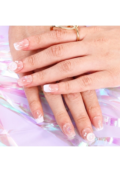 Takma Tırnak Ten Rengi Nail Art Orta Balerin - 10'lu Tekrar Kullanılabilir El Yapımı Protez Takma Tırnak Eobl-3517 S
