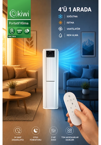 Kiwi KAC-7914 14000 BTU Soğutma ve Isıtma Portatif Klima