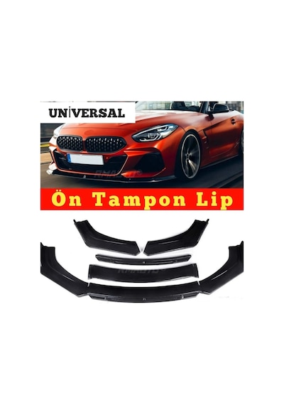 Universal Ön Tampon Eki-ön Karlık 4 Parça Ön Tampon Lip Siyah Renk