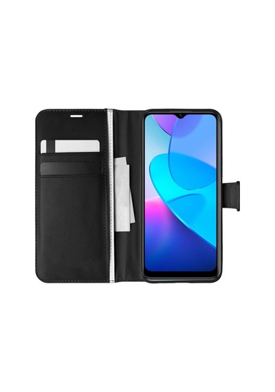 Vivo Y16 Kılıf Kapaklı Standlı Kartlıklı Korumalı Siyah Siyah-colr72945