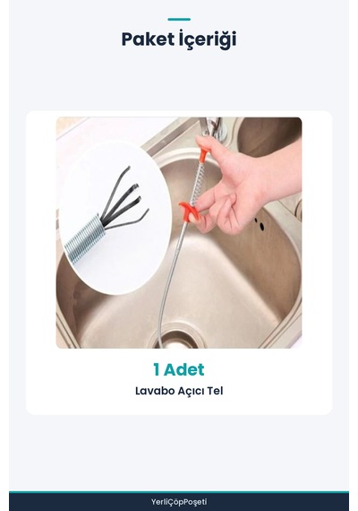 Lavabo Açıcı Tel - 61 Cm Çelik