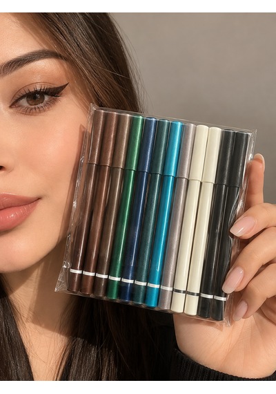 Milano Beautys 12'li Renkli Eyeliner Ve Göz Kalemi Seti Waterproof Suya Dayanıklı, Uzun Süre Kalıcı, 12 Farklı Renk Çok Renkli