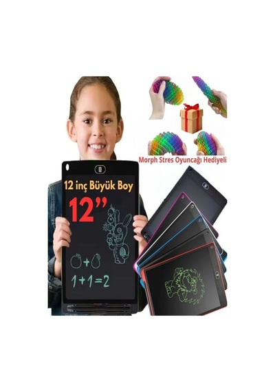 Çizim Tableti 12inç Eğitici Çocuk Tableti Grafik Tablet Dijital Kalemli Ekran Yazı Tahtası Kırmızı