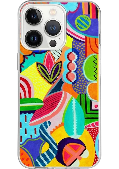 Apple Uyumlu iPhone 13 Pro İle 1mm Slim Fit Retro Renkler 6 Baskılı Şeffaf Kılıf