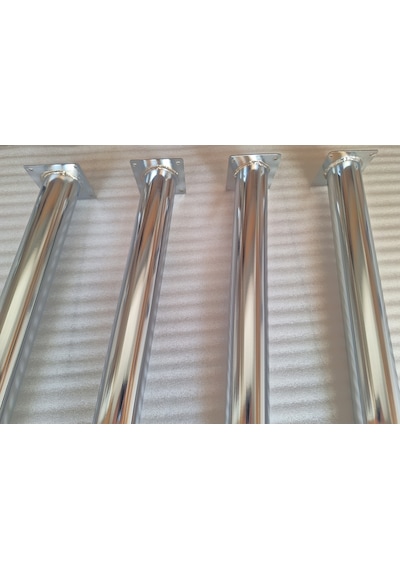 4 Adet-metal Konik Ayak-masa Ayağı-gümüş Renk-73.5cm- Açılı Ayak