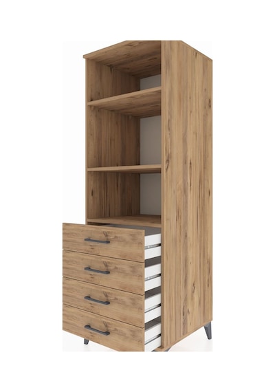 Kronos Dolap 3 Raflı 4 Çekmeceli 60x59x182 Çam-çam Çam
