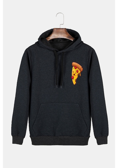 Unisex Antrasit Kapüşonlu Pizza Dilimi Baskılı Slim Fit Kanguru Cepli Sweatshirt Antrasit Unisex Antrasit Kapüşonlu Pizza Dilimi Baskılı Slim Fit Kanguru Cepli Sweatshirt Antrasit