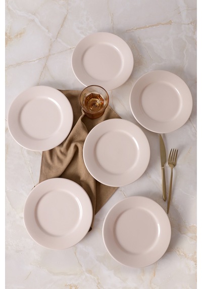 Keramika Krem Linda Pasta Tabağı 21 Cm 6 Adet 030 Krem