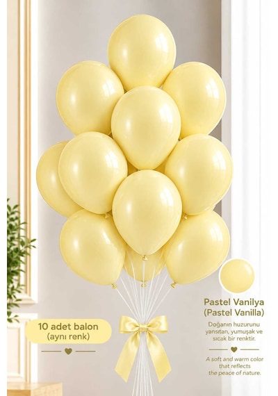 Latex Balon Seti 10'lu- Vanilya Çok Renkli
