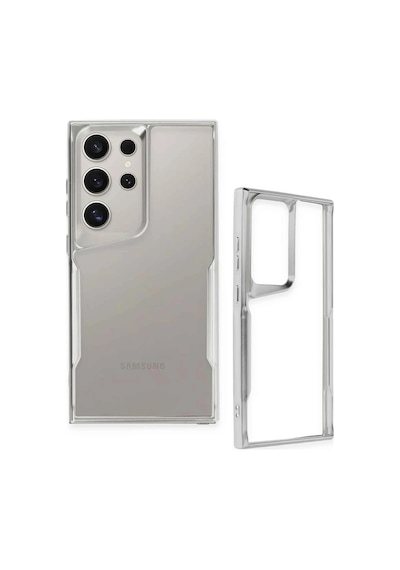 Newface - 598 - Samsung Galaxy Uyumlu S25 Ultra Kılıf Boyi Silikon Kapak - Csmo-tex - - Gümüş