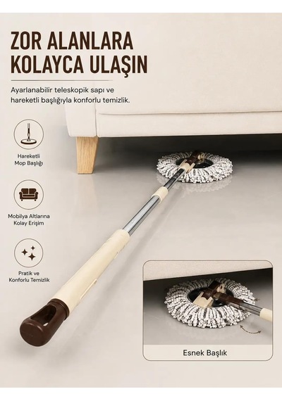 Home Fb-111 Mikrofiber Spin Mop Seti Tekerlekli Kova