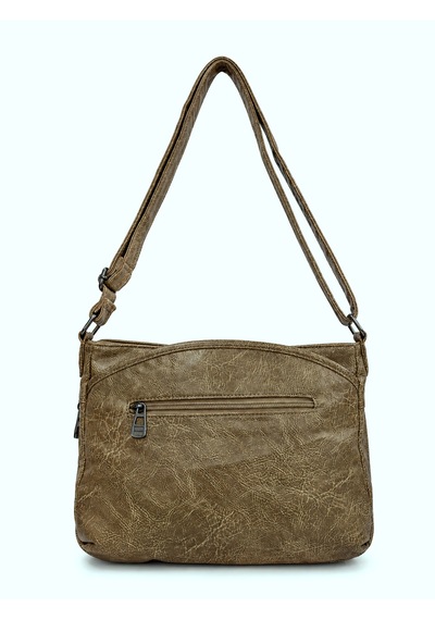 Sanmorris Kadın Modern Tasarımlı Çok Bölmeli Omuz Çantası Beige