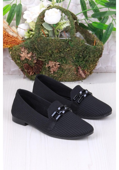 Mehmet Mete 9537 Fashion Tokalı Kadın Babet Sıyah