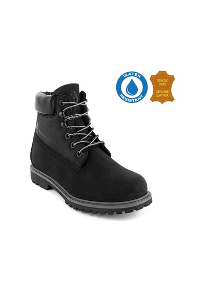 Hush Puppies Empresa 725039 Gerçek Deri, Anatomik, Waterresist Kadın Bot Siyah Siyah