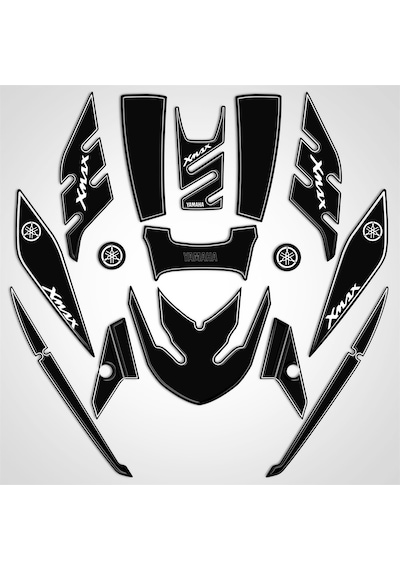 Yamaha Xmax 2014-2017 Full Body Kit Sticker Pad Siyah Beyaz
