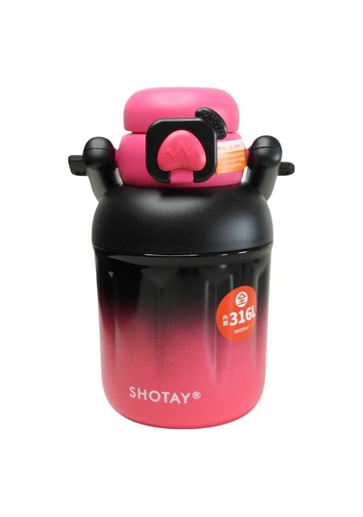 Shotay St-8931 680ml Pipetli Siyah-pembe Çelik Matara Diğer
