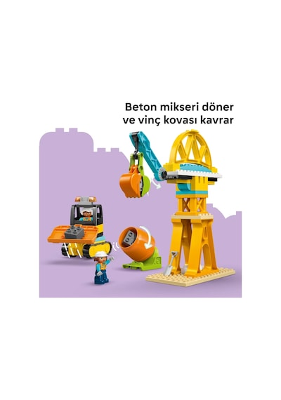 LEGO® DUPLO® Kasabası 3'ü 1 Arada İnşaat Sahası ve Araçları 10476 -3 Yaş ve Üzeri Çocuklar için Figür İçeren Yapım Seti (84 Parça)